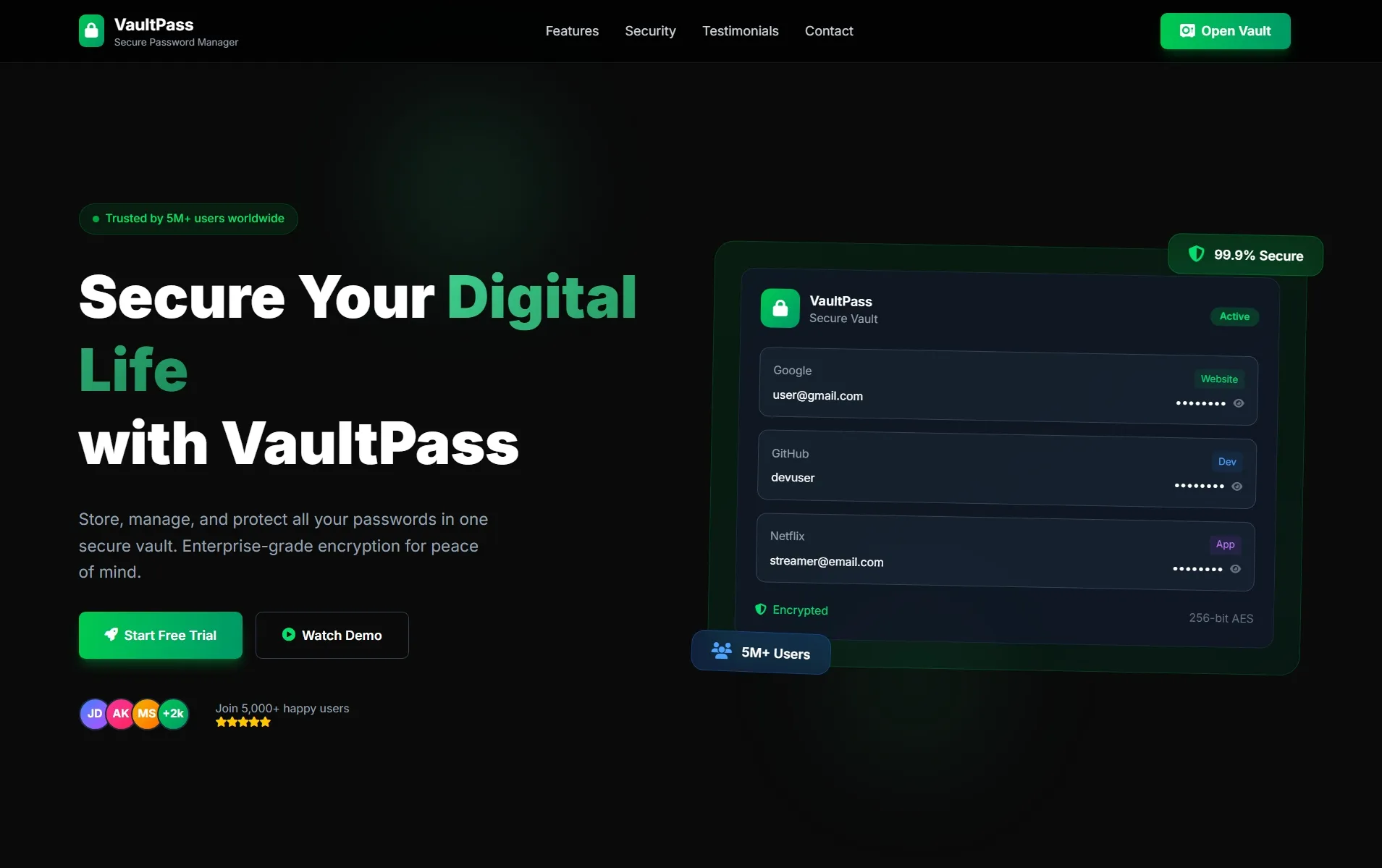 VaultPass - End-to-End Encrypted Password Manager bishal-biswas.github.io | Bishal Biswas